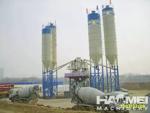 HZS50 compact concrete batching plant for ready mix concrete